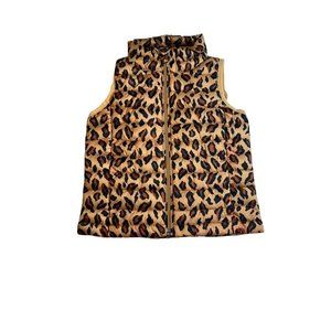 Kids Puffer Vest Jacket Cheetah Print Waterproof Full Zip Animal Print Kids 3T